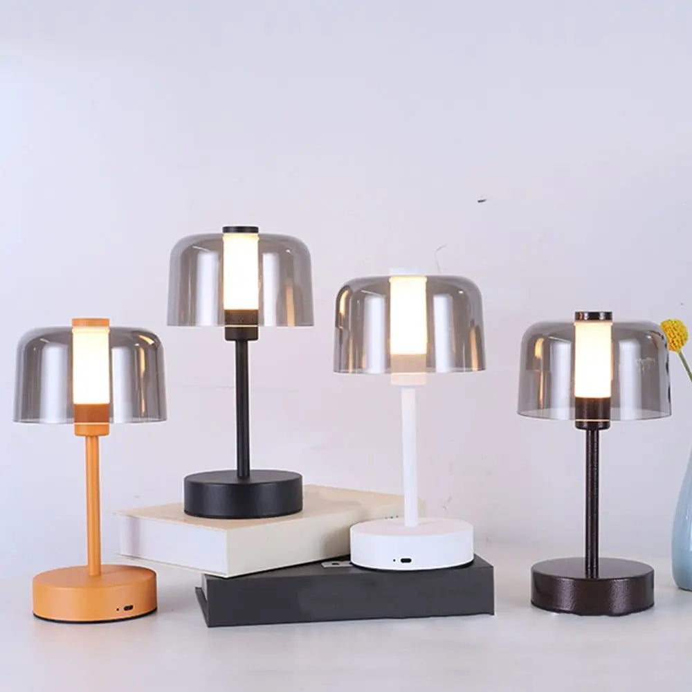 Smoked Shade Table Lamp – Cordless Rechargeable