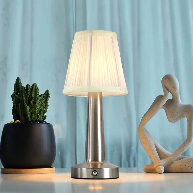 Tapered Pleated Table Lamp – Cordless Rechargeable