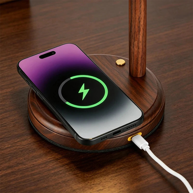 Wooden Ceramic Desk Lamp – Cordless Rechargeable