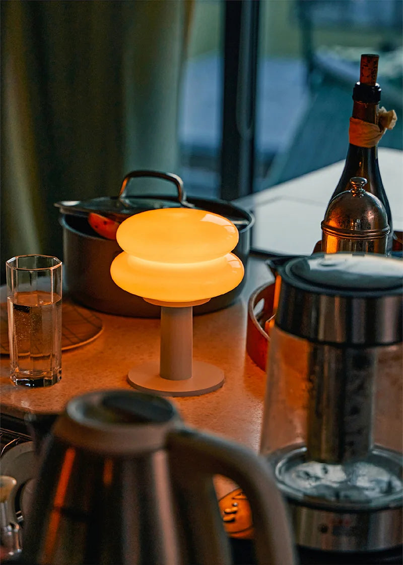 Macaron Glass Table Lamp – Cordless Rechargeable