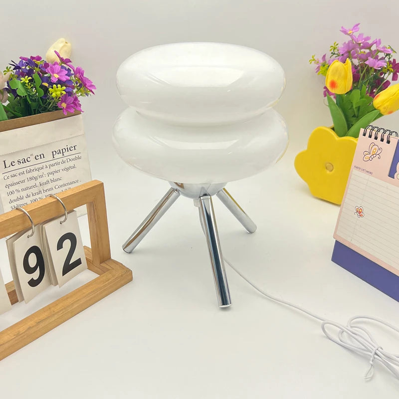 Tripod Double Donut Glass Lamp – USB Powered Dimmable