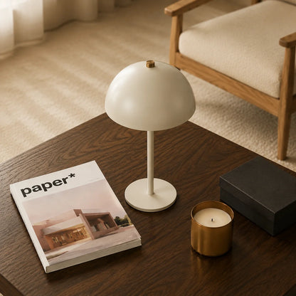 Minimalist Mushroom Table Lamp – Cordless Rechargeable