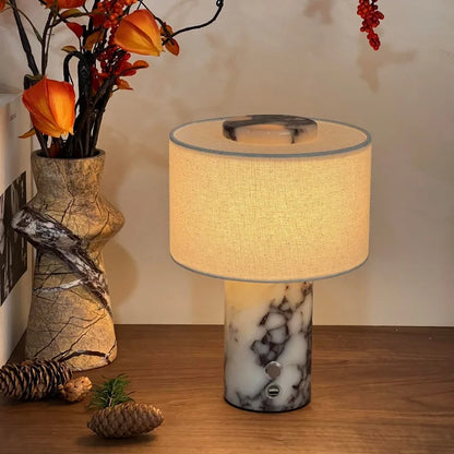 Marble Bedside Table Lamp – USB Powered Dimmable