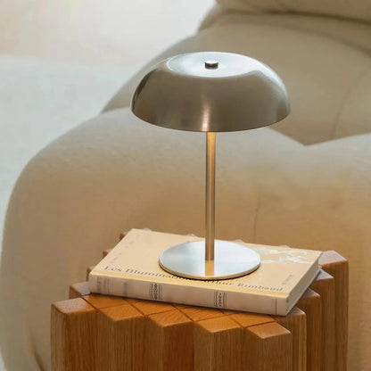 Brushed Steel Dome Desk Lamp – Cordless Rechargeable