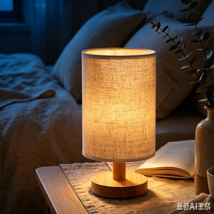 Nordic Wooden Bedside Table Lamp – Cordless Rechargeable
