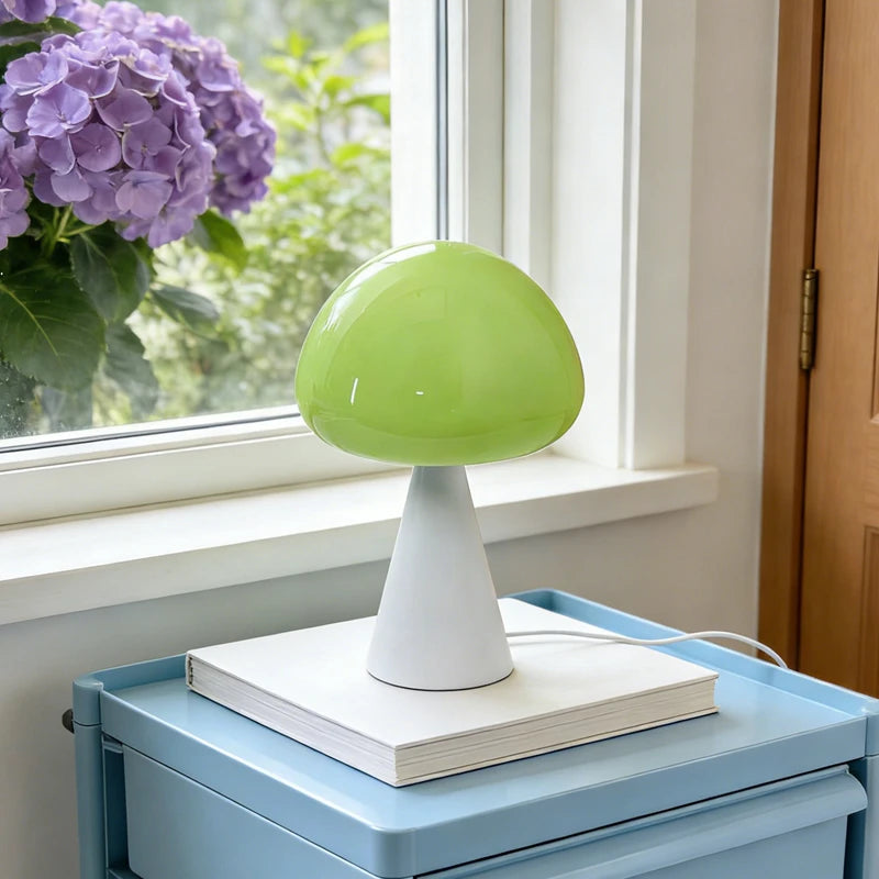 Mushroom Glass Table Lamp – Dimmable Touch Control