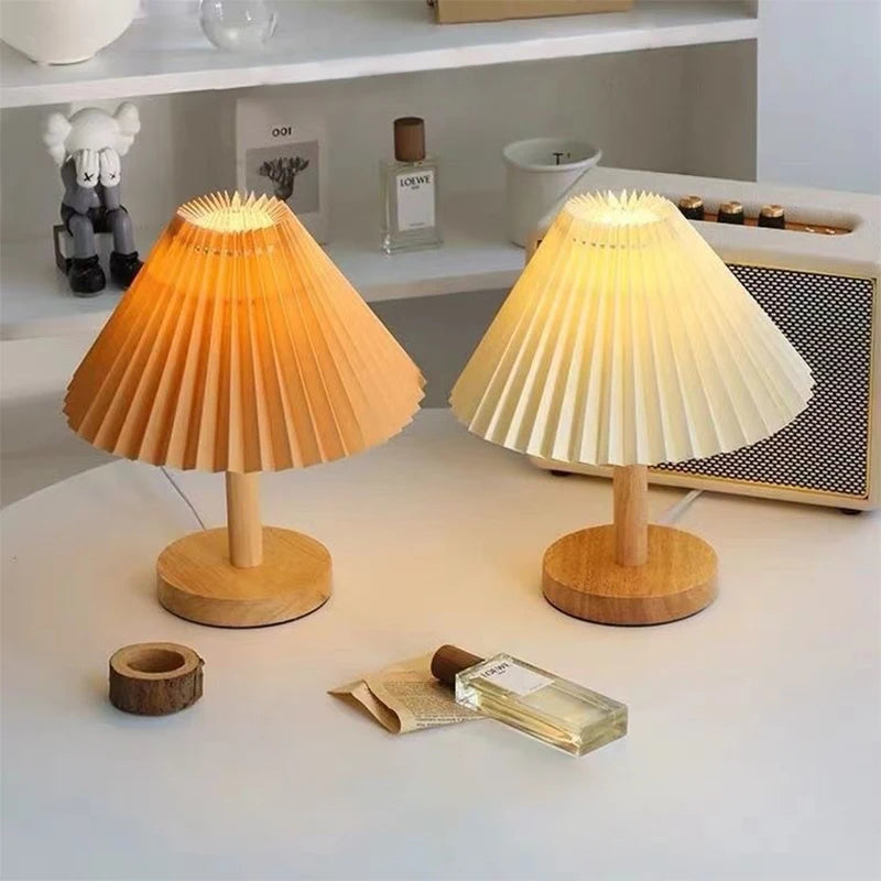 Nordic Pleated Table Lamp – USB Powered Dimmable