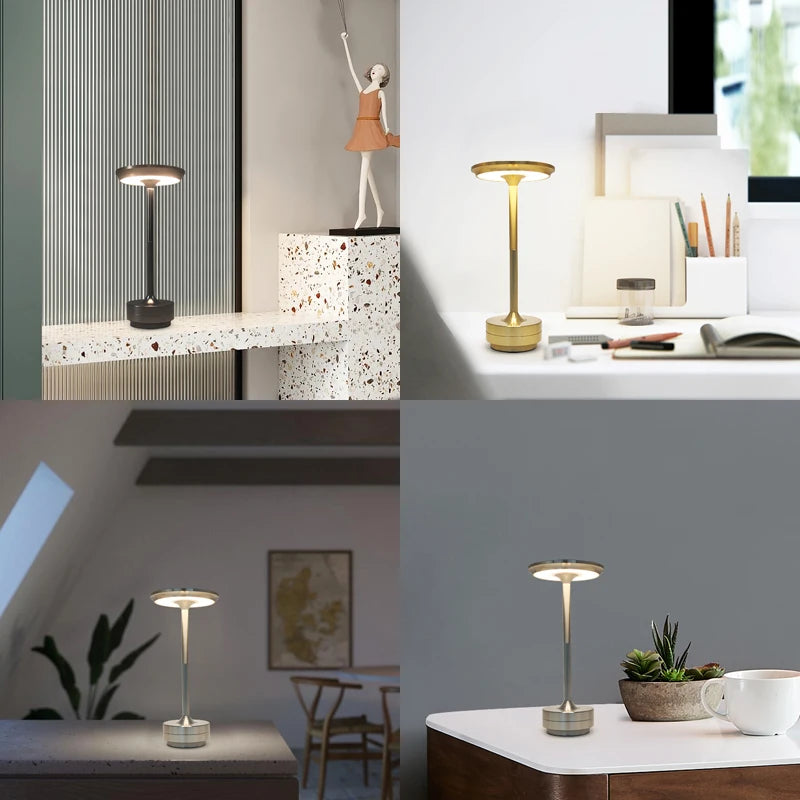 Black Disc Table Lamp – Cordless Rechargeable