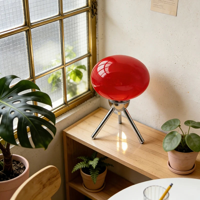Tripod Oval Glass Table Lamp – USB Powered Dimmable