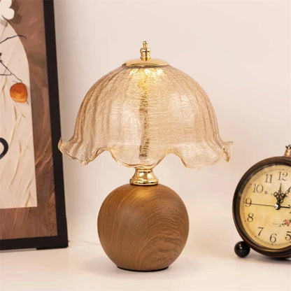 Vintage Floral Glass Table Lamp