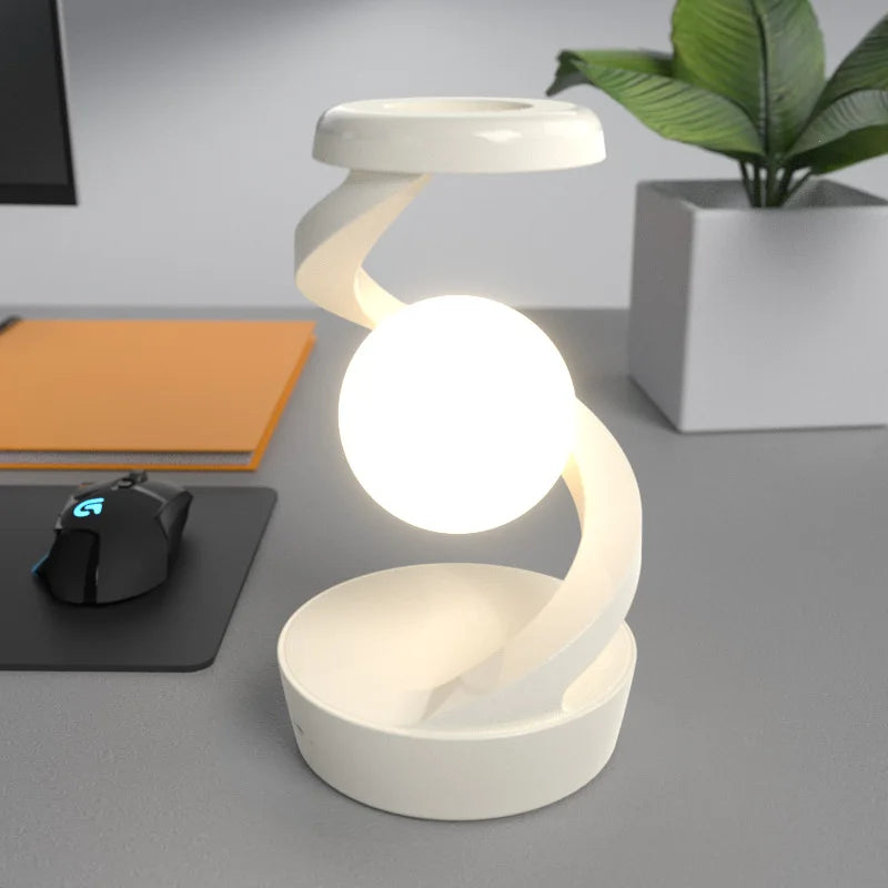 Glow Table Lamp - Gesture-Controlled Light - Spiral Design with Dynamic Lighting - Wireless Phone Charging - Multiple Colors - Modern Decor