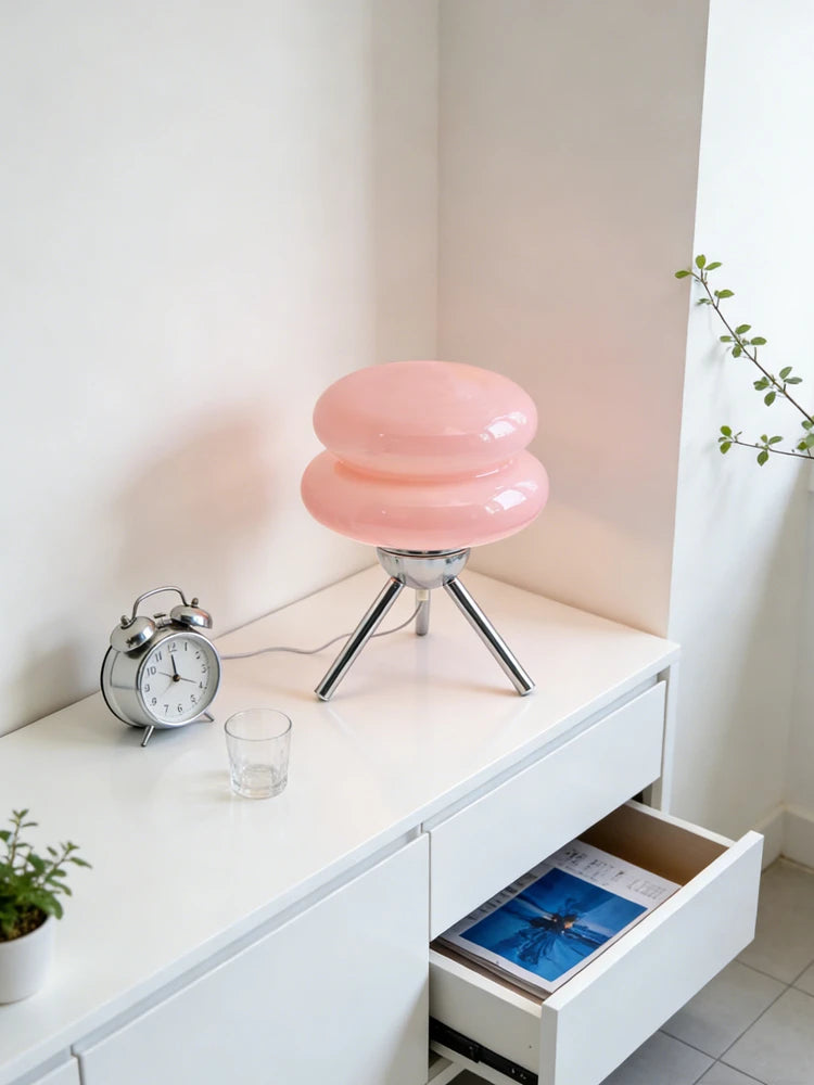 Tripod Double Donut Glass Lamp – USB Powered Dimmable