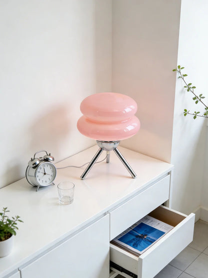 Tripod Double Donut Glass Lamp – USB Powered Dimmable