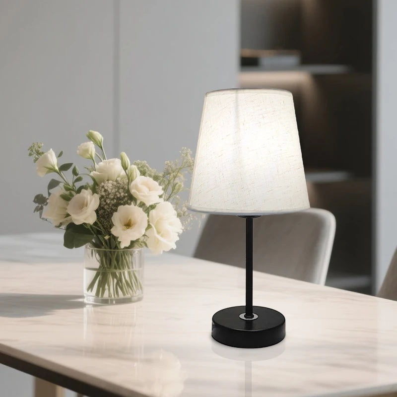 Linen Shade Bedside Lamp – USB Powered Dimmable