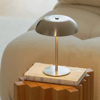 Satin Steel Dome Table Lamp – Cordless Rechargeable