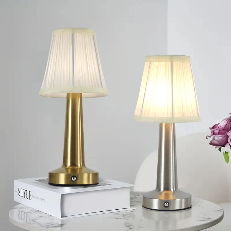 Tapered Pleated Table Lamp – Cordless Rechargeable