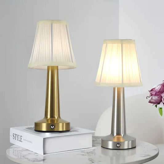 Tapered Pleated Table Lamp – Cordless Rechargeable