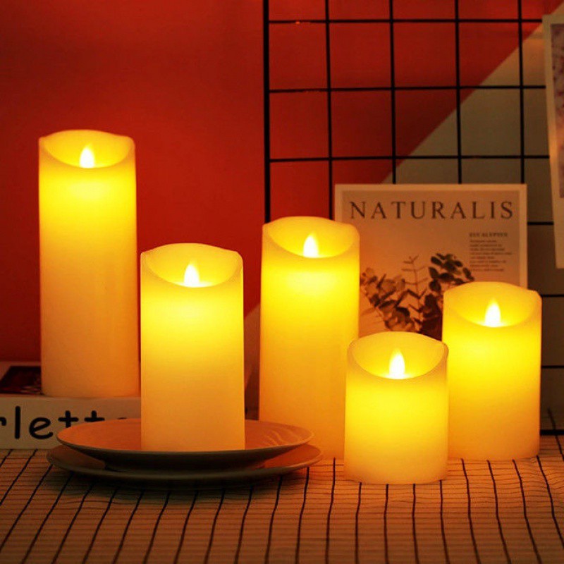 Flameless Block Candles - LED Lights Flicker Like Real Flames - Safe - Stylish & Energy-Efficient - Multiple Designs & Sizes - Perfect for Home Décor or Events