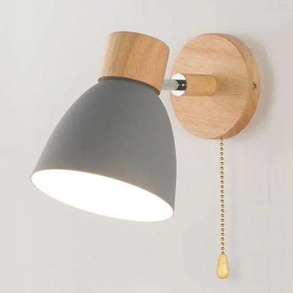 Verthara Premium Wooden Macaroon Rotatable Wall Sconce Grey With Switch