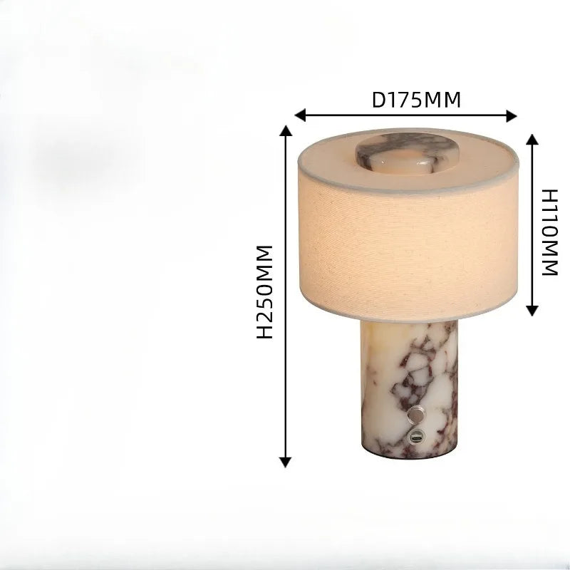 Marble Bedside Table Lamp – USB Powered Dimmable