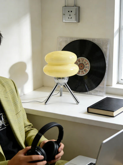Tripod Double Donut Glass Lamp – USB Powered Dimmable