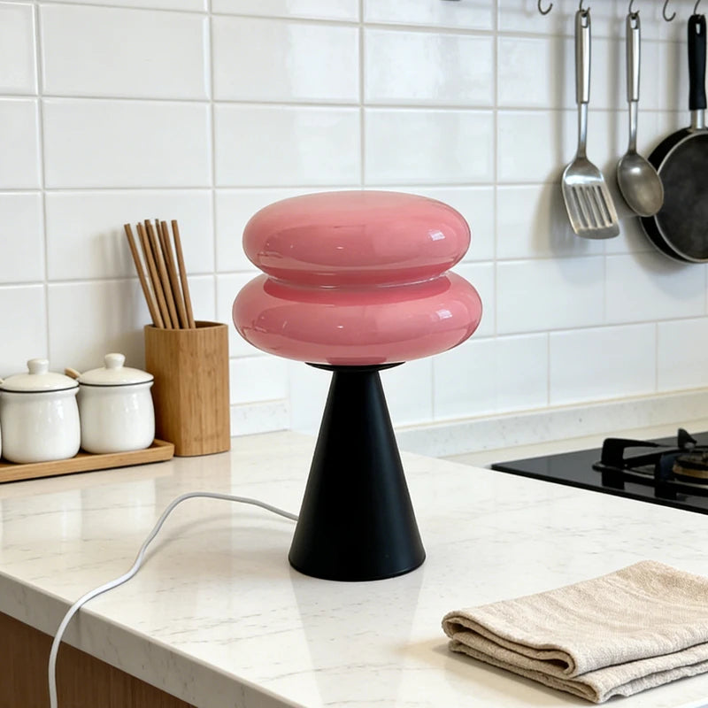 Double Donut Glass Table Lamp – USB Powered Dimmable