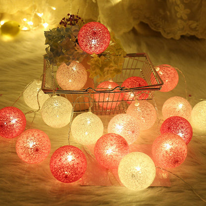 Cotton Ball Garland - Cozy Lighting with USB or Battery Power - Multiple Lengths & Color Combinations - Relaxing Atmosphere for Home Décor or Gifts