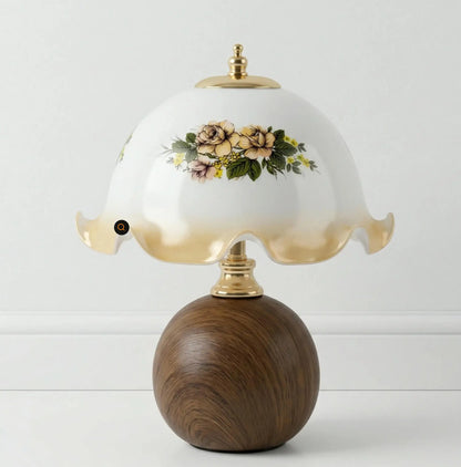 Vintage Floral Glass Table Lamp