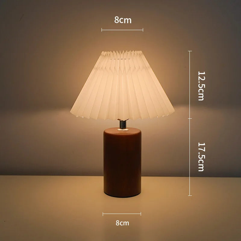 Vintage Wooden Table Lamp – USB Powered Dimmable