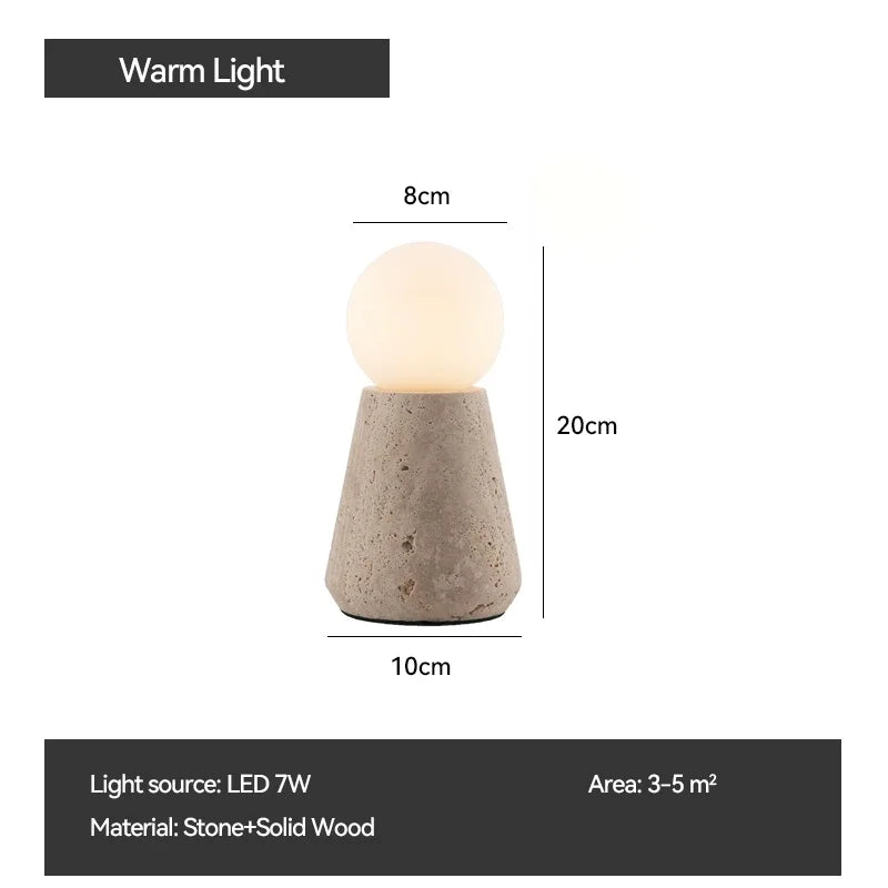 Wabi-Sabi Travertine Table Lamp