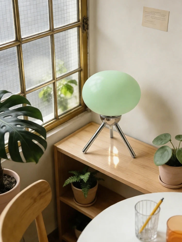Tripod Oval Glass Table Lamp – USB Powered Dimmable