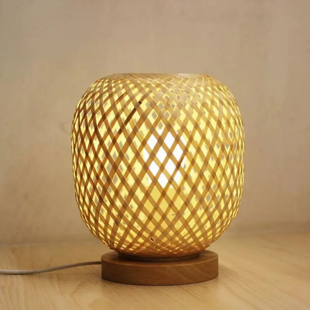 Bamboo Woven Globe Table Lamp