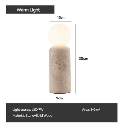 Wabi-Sabi Travertine Table Lamp