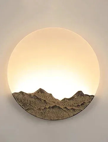 Verthara Premium Mountain-Water Pattern Round Outdoor Wall Light D30cm-IP65 / Brown color