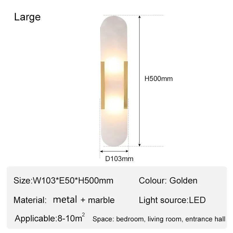 Verthara Premium Stone Marble G4 Wall Light H50cm gold color / Cool White(5500-7000K)