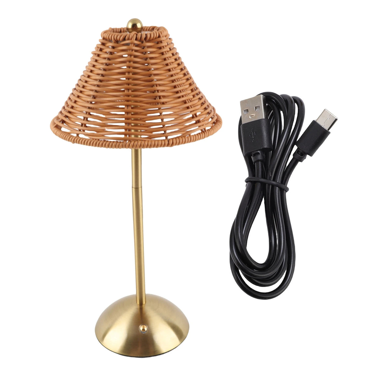 Rattan Table Lamp – Cordless Rechargeable
