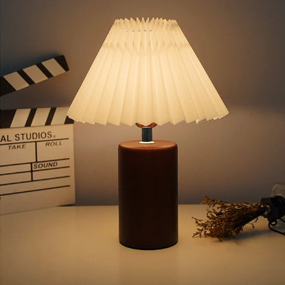 Vintage Wooden Table Lamp – USB Powered Dimmable