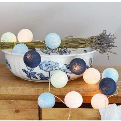 Cotton Ball Garland - Cozy Lighting with USB or Battery Power - Multiple Lengths & Color Combinations - Relaxing Atmosphere for Home Décor or Gifts