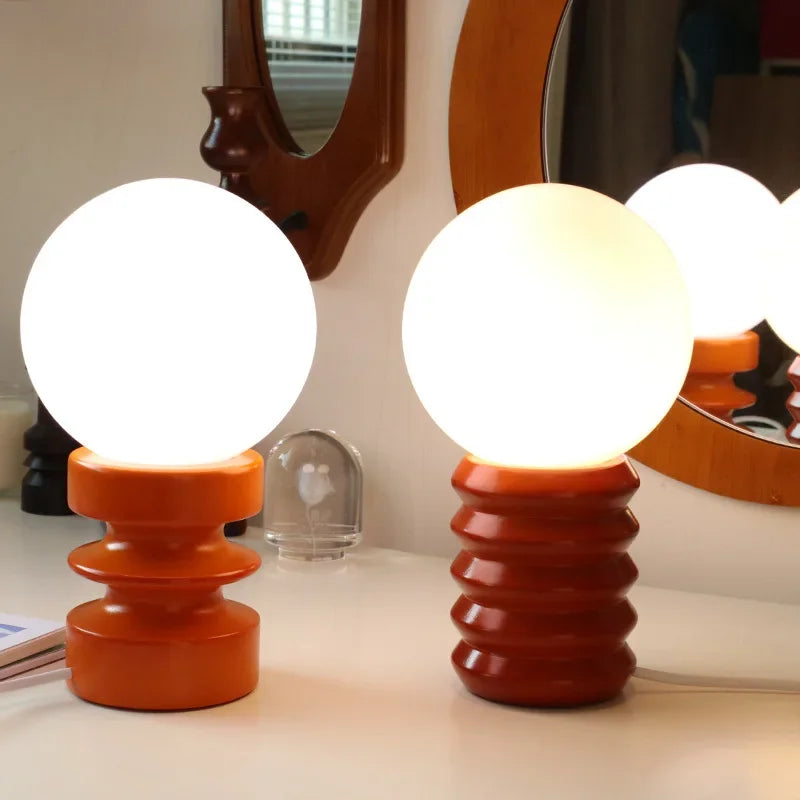 Wooden Glass Table Lamp