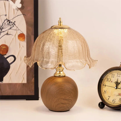 Vintage Floral Glass Table Lamp