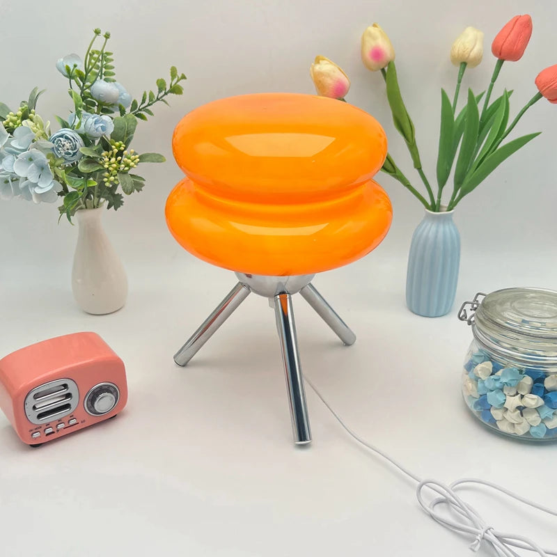 Tripod Double Donut Glass Lamp – USB Powered Dimmable