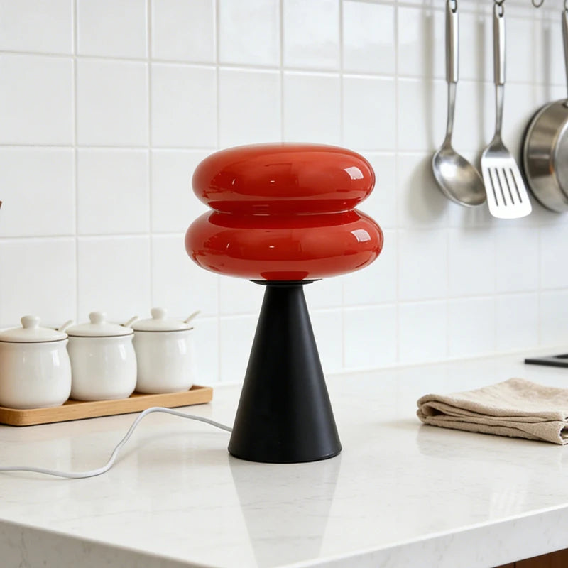 Double Donut Glass Table Lamp – USB Powered Dimmable