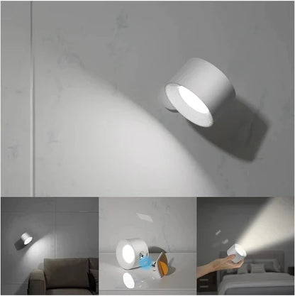 Cordless Wall Lamp - Dimmable & Rechargeable - 360° Rotation - Magnetic Mount - 3 Lighting Tones - 8-12 Hours Battery Life - Minimalist Design