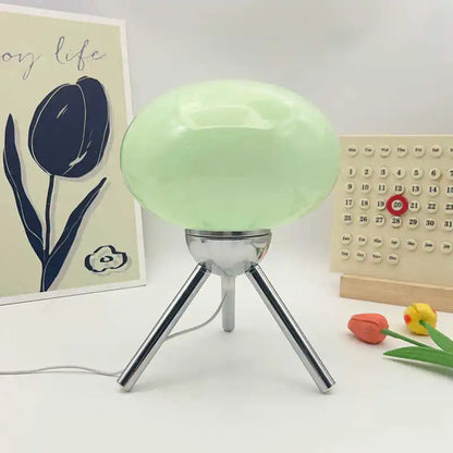 Tripod Oval Glass Table Lamp – USB Powered Dimmable