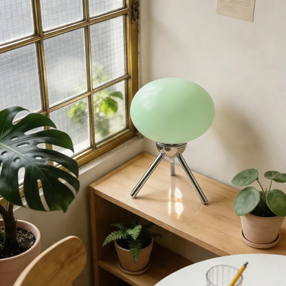 Tripod Oval Glass Table Lamp – USB Powered Dimmable