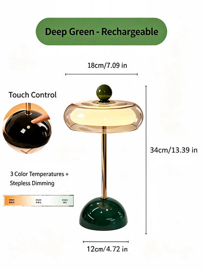 Vintage Glass Table Lamp – Cordless Rechargeable