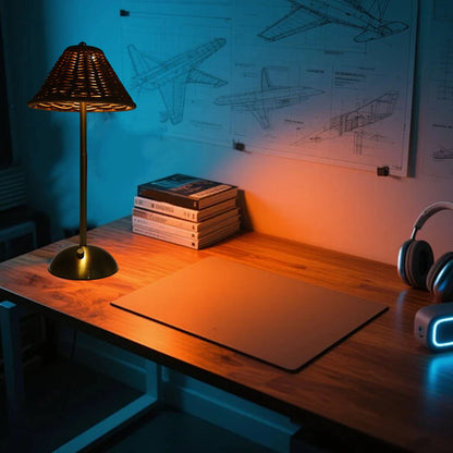 Rattan Table Lamp – Cordless Rechargeable