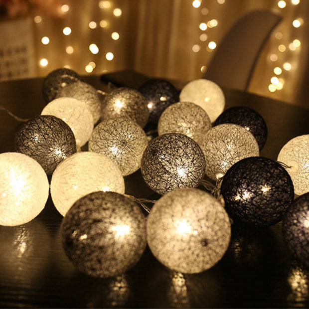 Cotton Ball Garland - Cozy Lighting with USB or Battery Power - Multiple Lengths & Color Combinations - Relaxing Atmosphere for Home Décor or Gifts