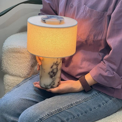 Marble Bedside Table Lamp – USB Powered Dimmable
