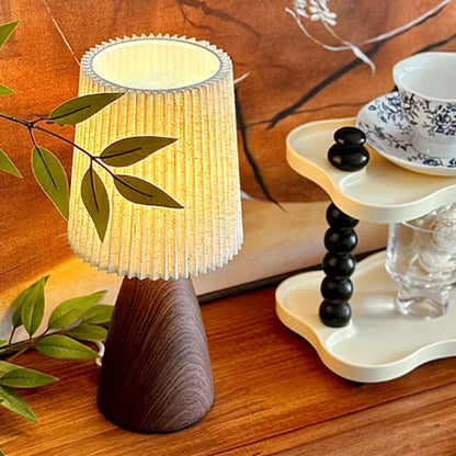 Vintage Pleated Table Lamp – USB Powered Dimmable